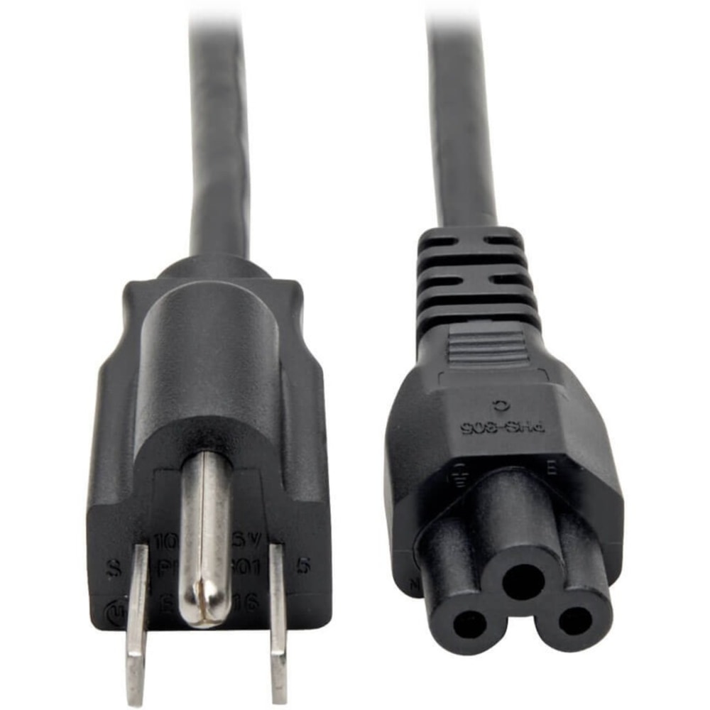 Eaton Tripp Lite Series 3-Slot Power Cord, NEMA 5-15P to C5 - Laptop/Notebook, 10A, 125V, 18 AWG, 3 ft. (0.91 m), Black - P013003 MPN:P013-003