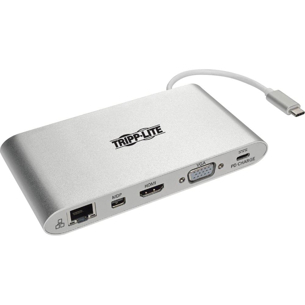 Tripp Lite USB-C Docking Station w/ USB-A, HDMI, VGA, mDP, Gbe, Memory Cards 3.5mm, USB C PD Charging 4K @ 30Hz - - U442DOCK1 MPN:U442-DOCK1