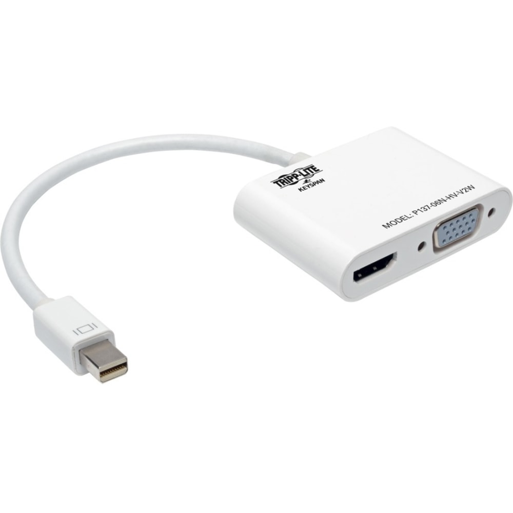 Tripp Lite 6in Mini DisplayPort To HDMI VGA 4K Adapter Converter Cable, White MPN:P137-06N-HV-V2W
