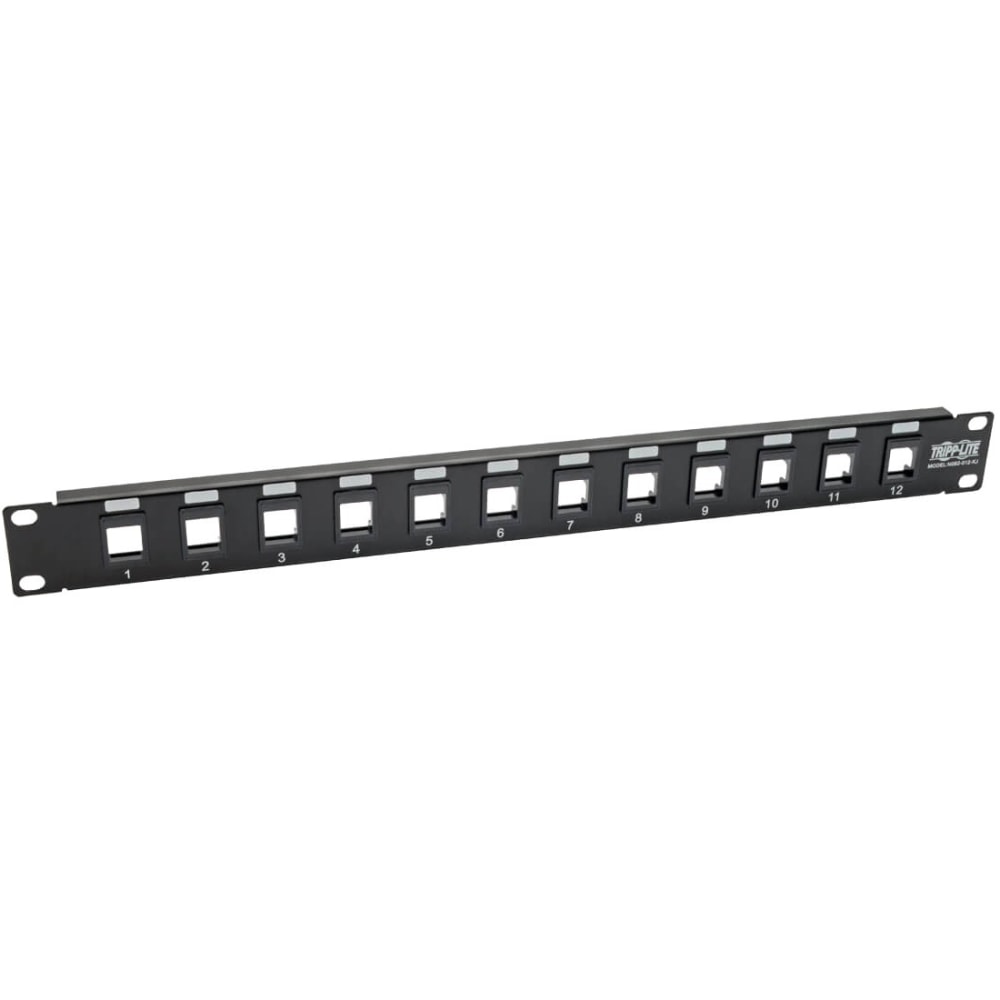 Eaton Tripp Lite Series 12-Port 1U Rack-Mount Unshielded Blank Keystone/Multimedia Patch Panel, RJ45 Ethernet, USB, HDMI, Cat5e/6 - N062012KJ MPN:N062-012-KJ