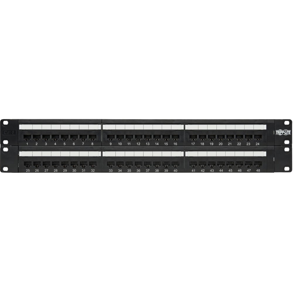 Tripp Lite by Eaton 48-Port Cat6 Cat5 Patch Panel Rackmount 110 Punch Down RJ45 Ethernet 1URM 568B - 2U, 19in Rack Width MPN:N252-048