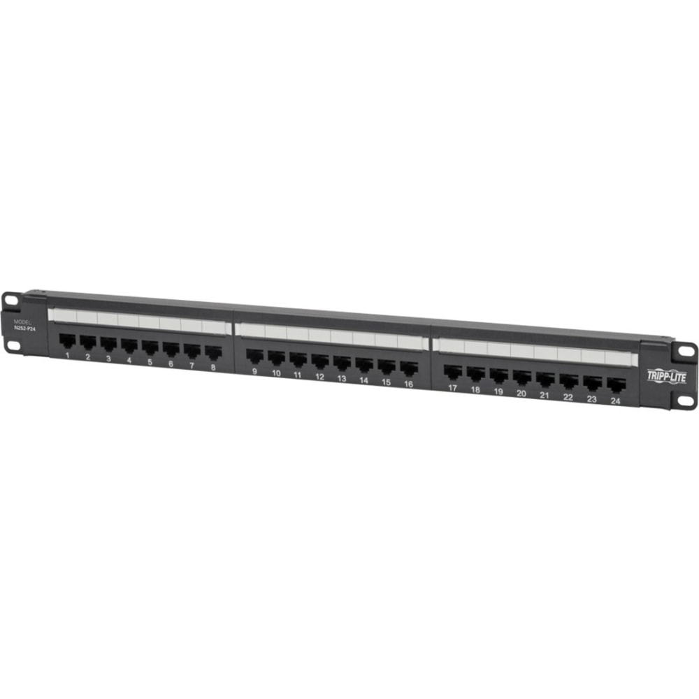 Eaton Tripp Lite Series Cat6 24-Port Patch Panel - PoE+ Compliant, 110/Krone, 568A/B, RJ45 Ethernet, 1U Rac - N252P24 MPN:N252-P24