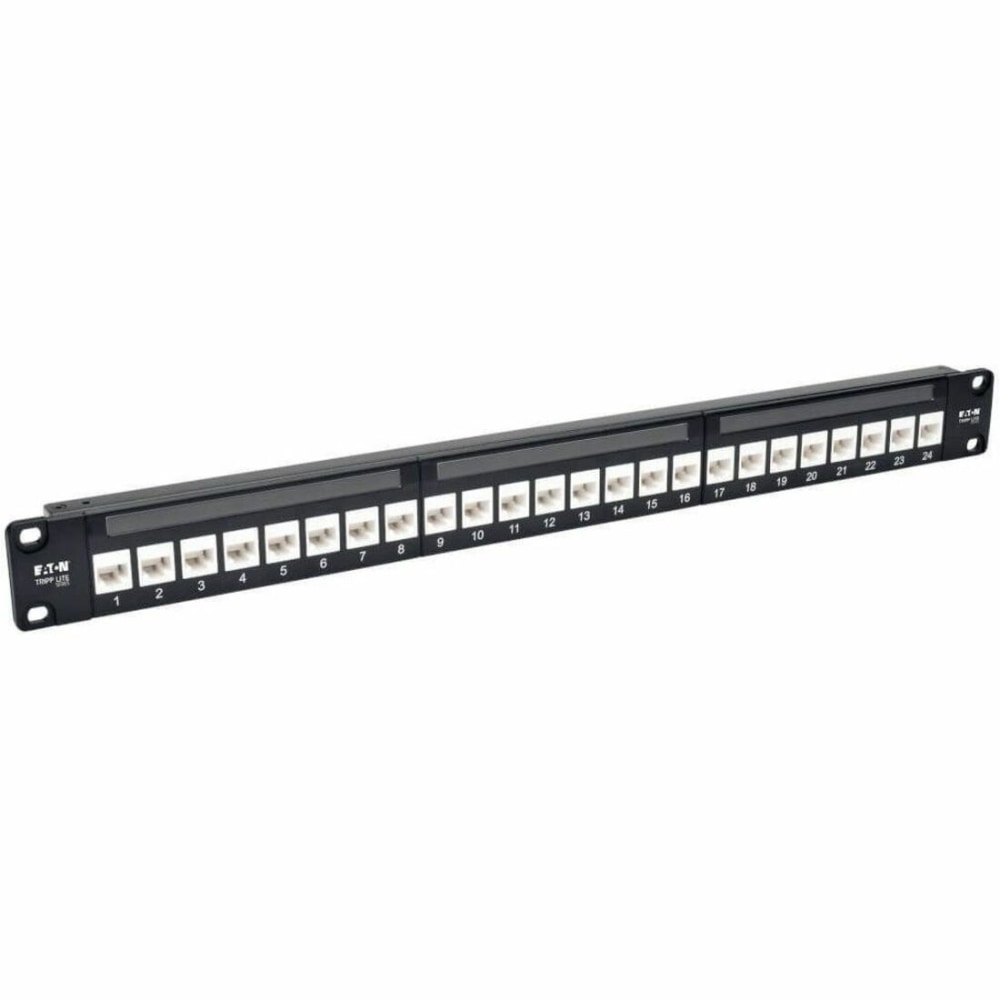 Tripp Lite 24-Port Cat6a Patch Panel Feedthrough Rackmount RJ45 Ethernet 1U, N2540246A MPN:N254-024-6A