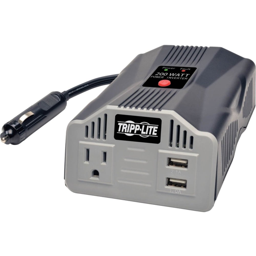 Eaton Tripp Lite Series Ultra-Compact Car Inverter 200W 12V DC to 120V AC 2 USB Charging Ports 1 Outlet - PV200USB MPN:PV200USB