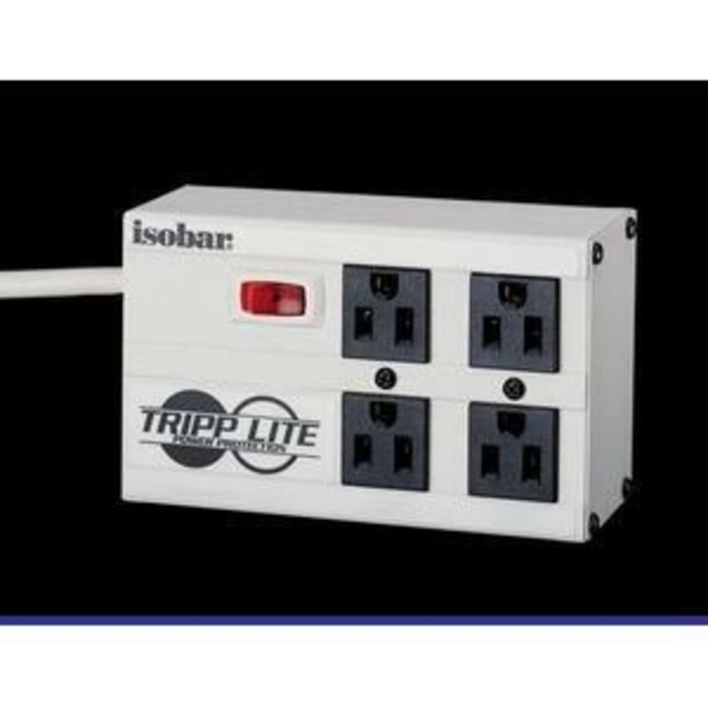 Tripp Lite Isobar Surge Protector Metal 4 Outlet 6ft Cord 3330 Joules - Surge protector - AC 120 V - output connectors: 4 - United States - white MPN:IBAR4