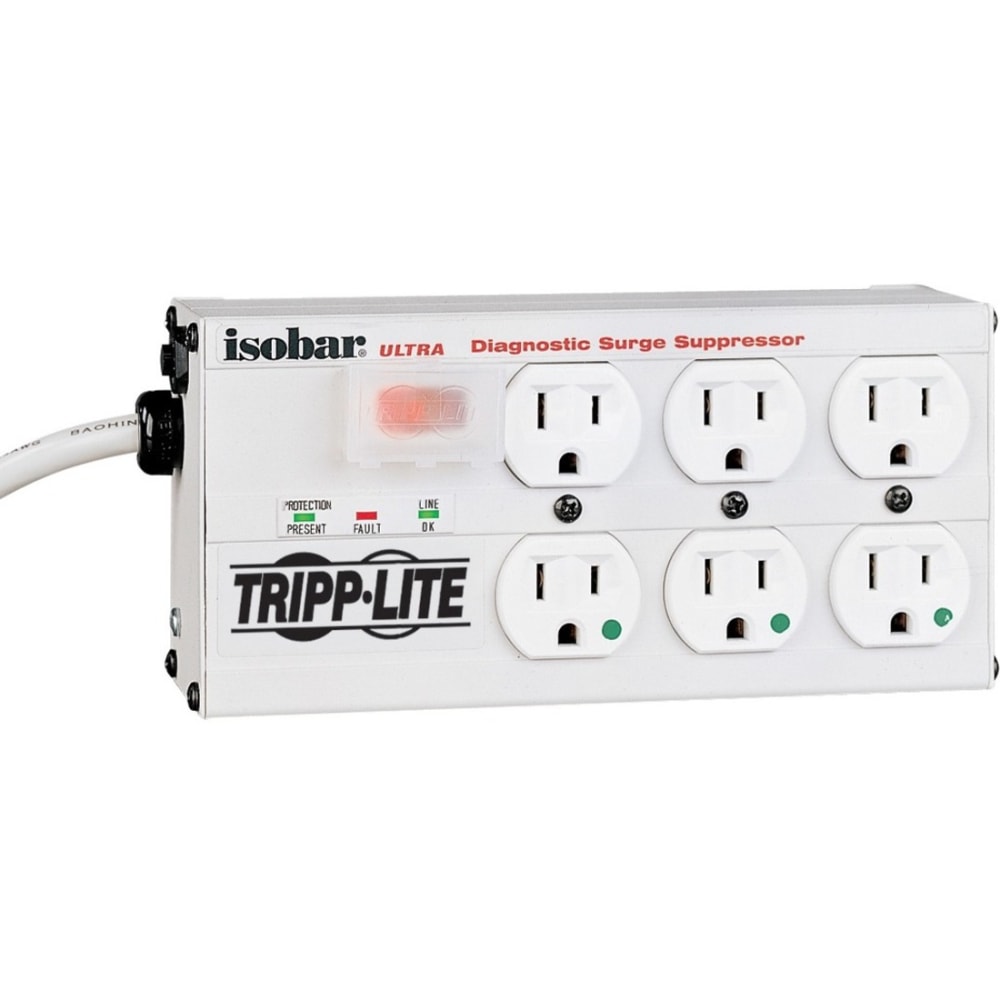Tripp Lite Isobar Ultra 6-Outlet Diagnostic Surge Suppressor, 15ft Cord, Gray MPN:ISOBAR6ULTRAHG