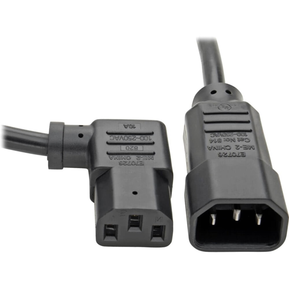 Eaton Tripp Lite Series Power Extension Cord, Right-Angle C13 to C14 PDU Style - 10A, 250V, 18 AWG, 2 ft. (0.61 m), Black - P00400213RA MPN:P004-002-13RA