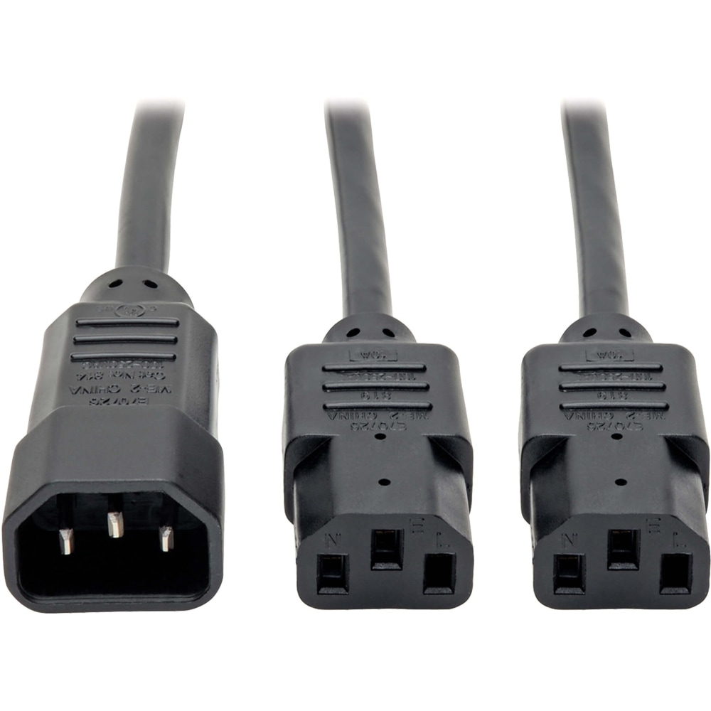 Eaton Tripp Lite Series C14 Male to C13 Female Splitter, PDU Style - C14 to 2x C13, 10A, 250V, 18 AWG, 6 ft. (1.83 m), Black - P0040062C13 MPN:P004-006-2C13