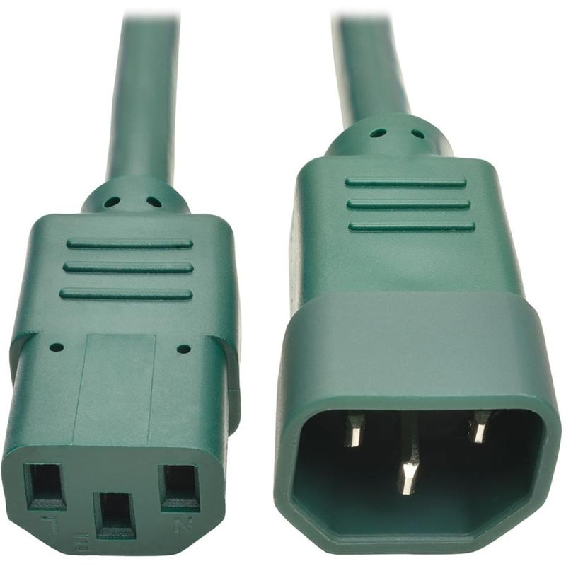 Eaton Tripp Lite Series Heavy-Duty PDU Power Cord, C13 to C14 - 15A, 250V, 14 AWG, 2 ft. (0.61 m), Green - P005002AGN MPN:P005-002-AGN