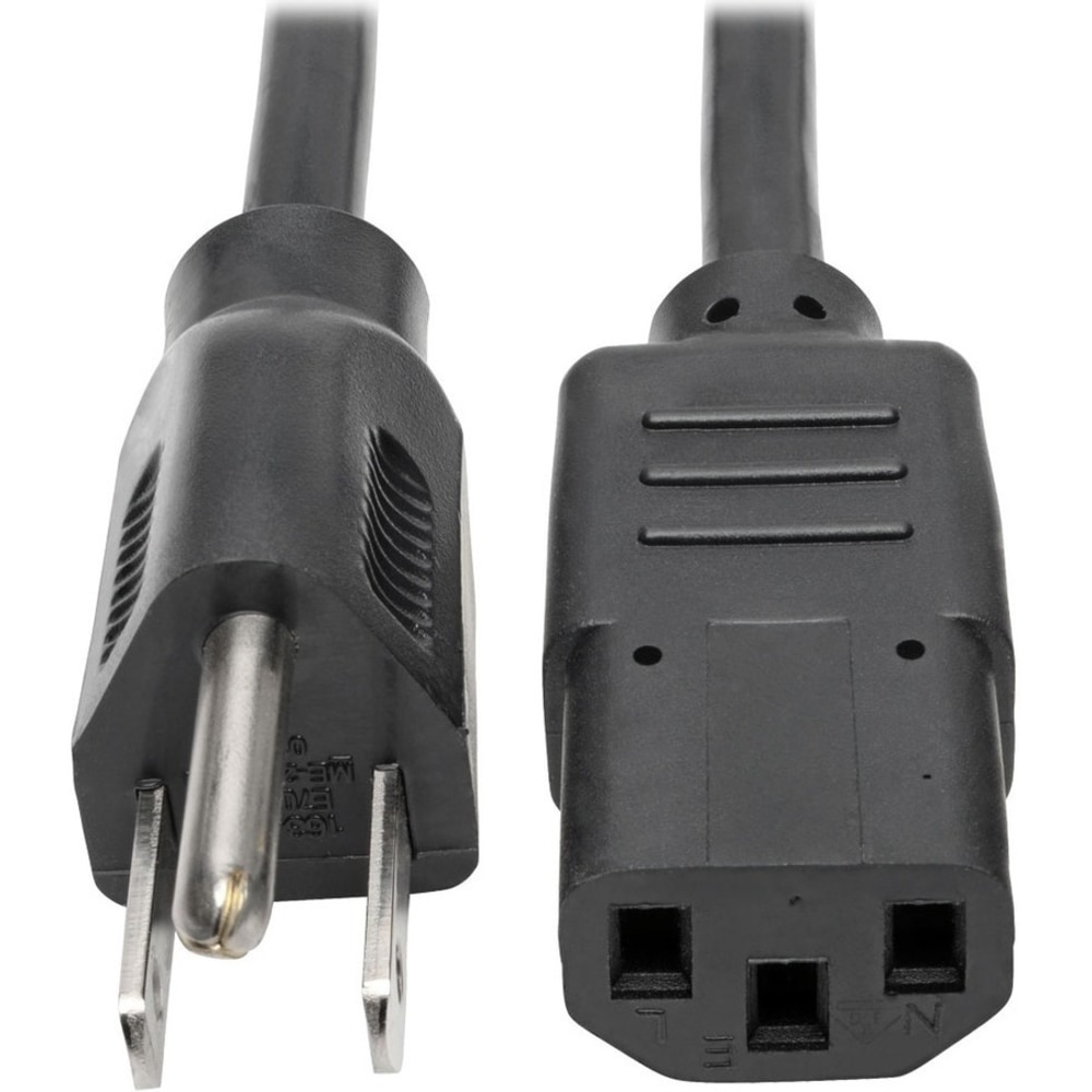 Eaton Tripp Lite Series Desktop Computer AC Power Cable, NEMA 5-15P to C13 - 10A, 125V, 18 AWG, 20 ft. (6.09 m), Black - P006020 MPN:P006-020