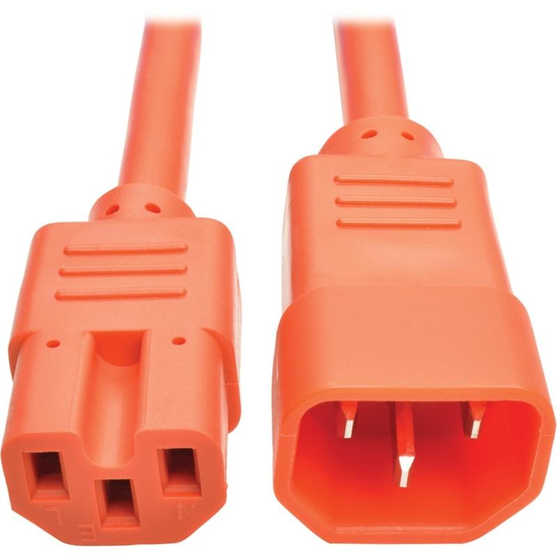 Eaton Tripp Lite Series Power Cord C14 to C15 - Heavy-Duty, 15A, 250V, 14 AWG, 6 ft. (1.83 m), Orange - P018006AOR MPN:P018-006-AOR