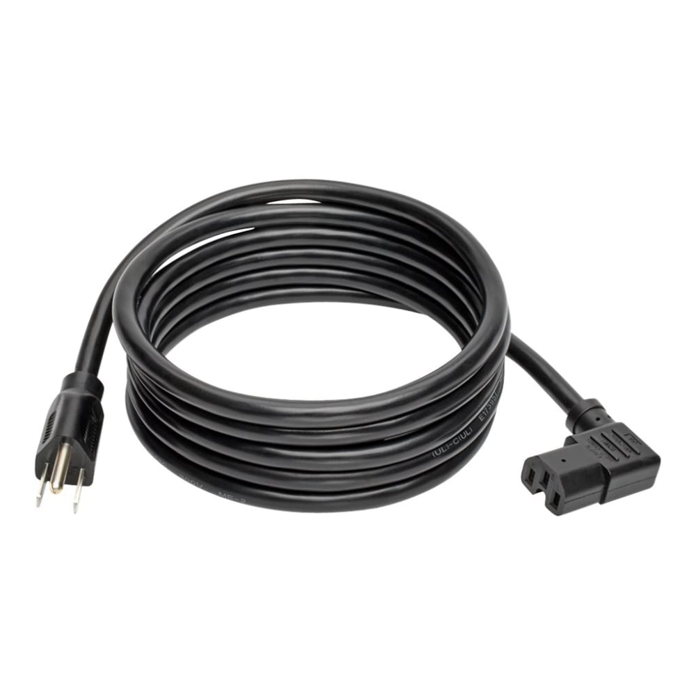 Eaton Tripp Lite Series Power Cord, NEMA 5-15P to Right-Angle C15 - Heavy-Duty, 15A, 125V, 14 AWG, 8 ft. (2.43 m), Black - P019008C15RA MPN:P019-008-C15RA