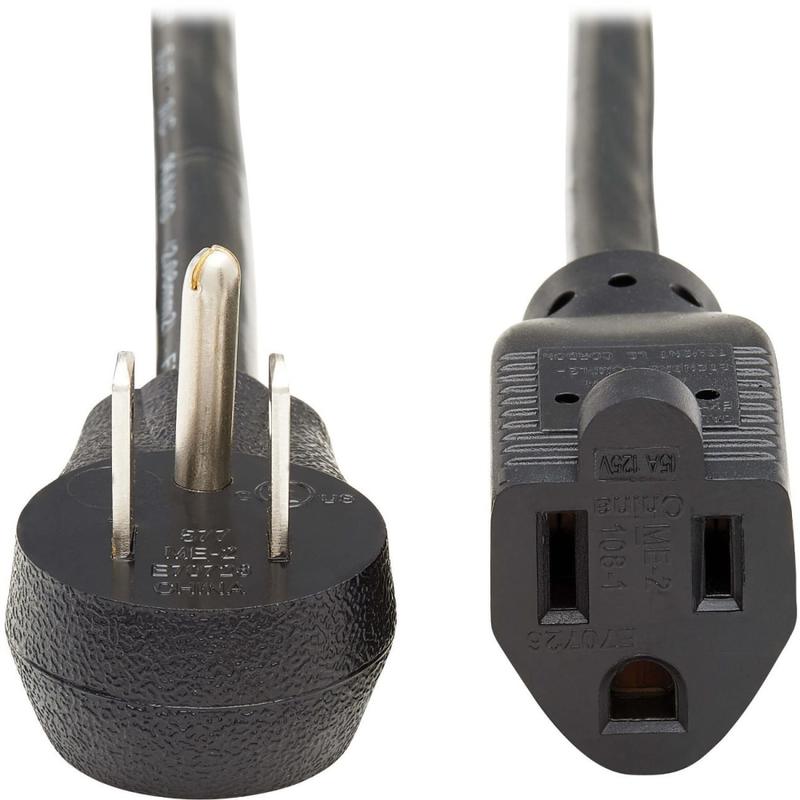 Eaton Tripp Lite Series Power Extension Cord, Right-Angle NEMA 5-15P to NEMA 5-15R - Heavy-Duty, 15A, 120V, 14 AWG, 6 ft. (1.83 m), Black MPN:P024-006-15D