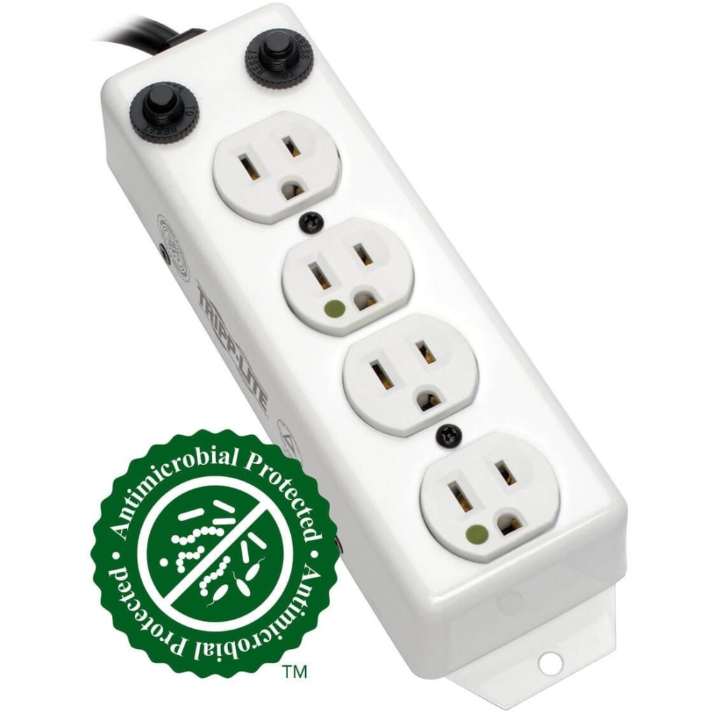 Eaton Tripp Lite Series Safe-IT Power Strip Hospital Medical Antimicrobial 4 Outlet UL1363A 3ft-10ft Coiled Cord - PS410HGOEMCC MPN:PS-410-HGOEMCC