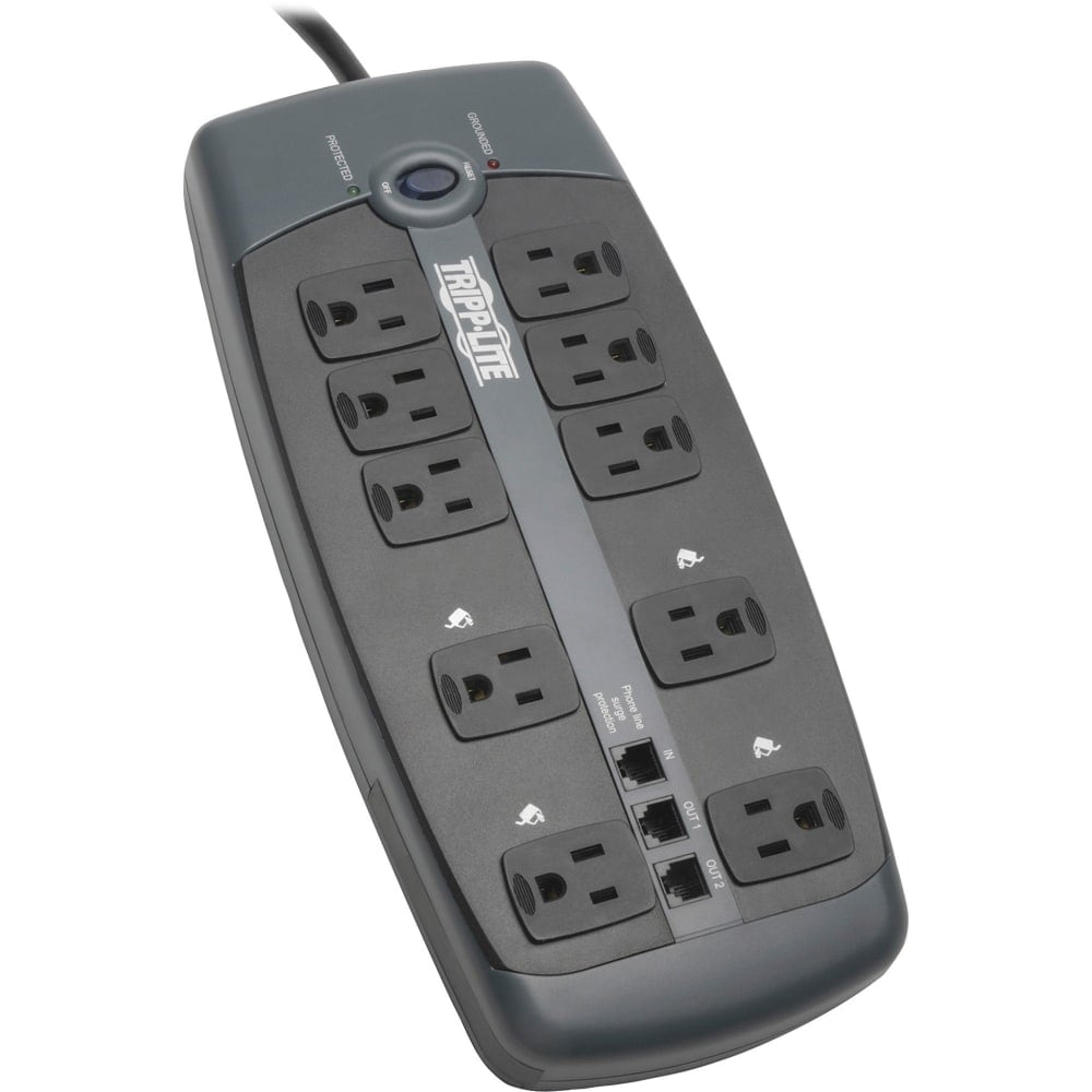 Tripp Lite Protect It 10-Outlet Surge Protector, 8ft Cord, Black MPN:TLP1008TEL