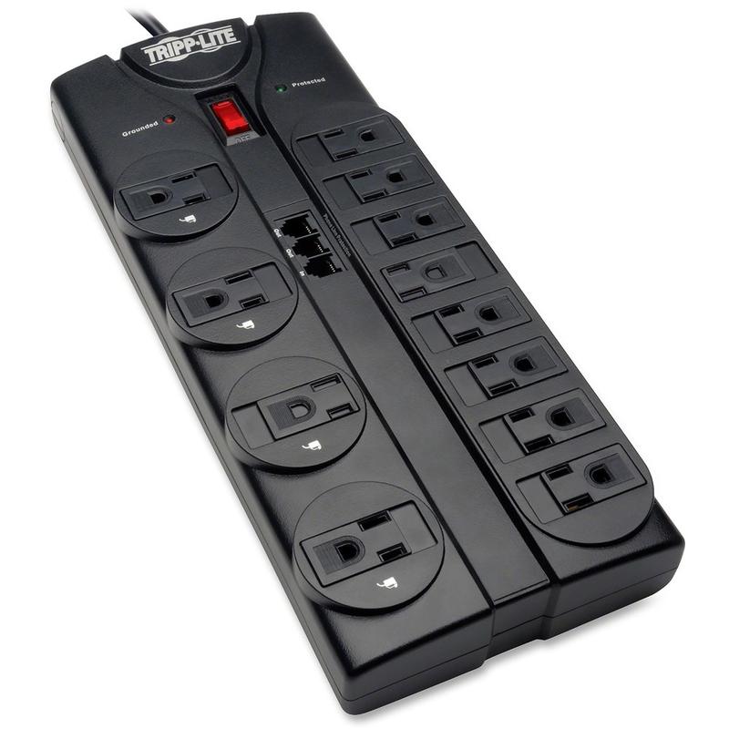 Eaton Tripp Lite Series Protect It! 12-Outlet Surge Protector, 8 ft. (2.43 m) Cord, 2160 Joules, Tel/Modem Protection, TLP1208TEL MPN:TLP1208TEL