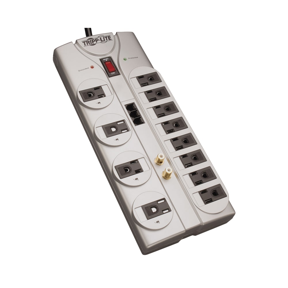 Eaton Tripp Lite Series Protect It! 12-Outlet Surge Protector, 8 ft. (2.43 m) Cord, 2880 Joules, Tel/Modem/Coaxial Protection, TLP1208TELTV MPN:TLP1208TELTV