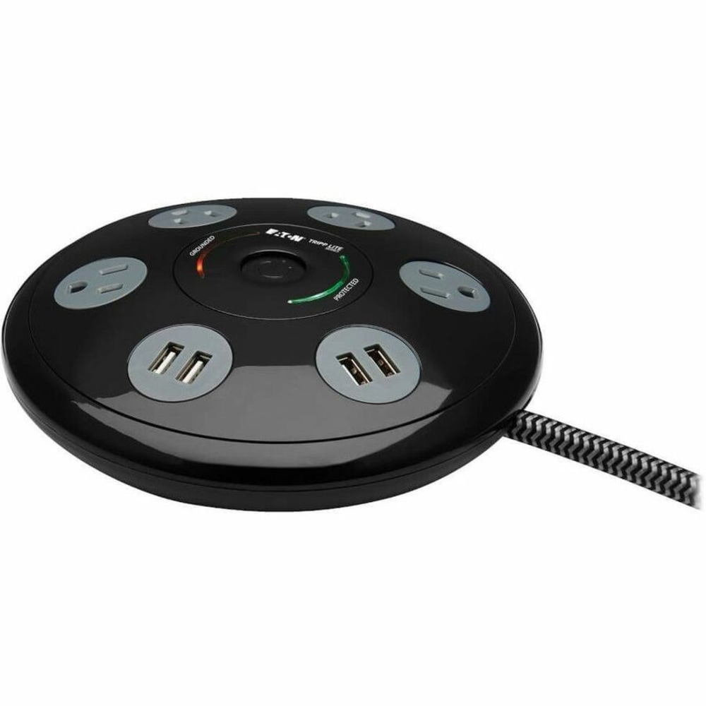Eaton Tripp Lite Series Conference Power Surge Protector - 4 NEMA 5-15R Outlets, 4 USB-A Ports, 6 ft. Cord, Black - TLP406USBUFO MPN:TLP406USBUFO