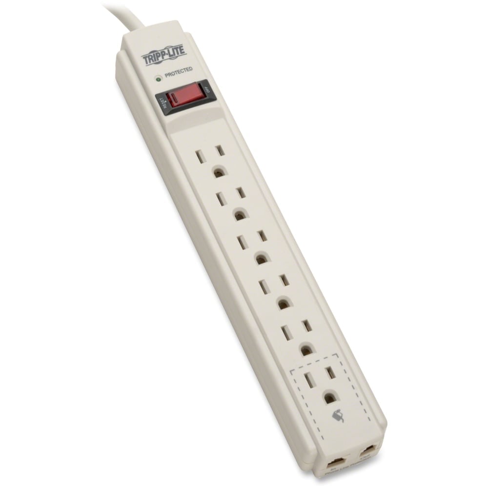 Tripp Lite Protect It! 6-Outlet Surge Protector 6 ft. Cord 790 Joules Diagnostic LED Light Gray Housing - TLP606 MPN:TLP606