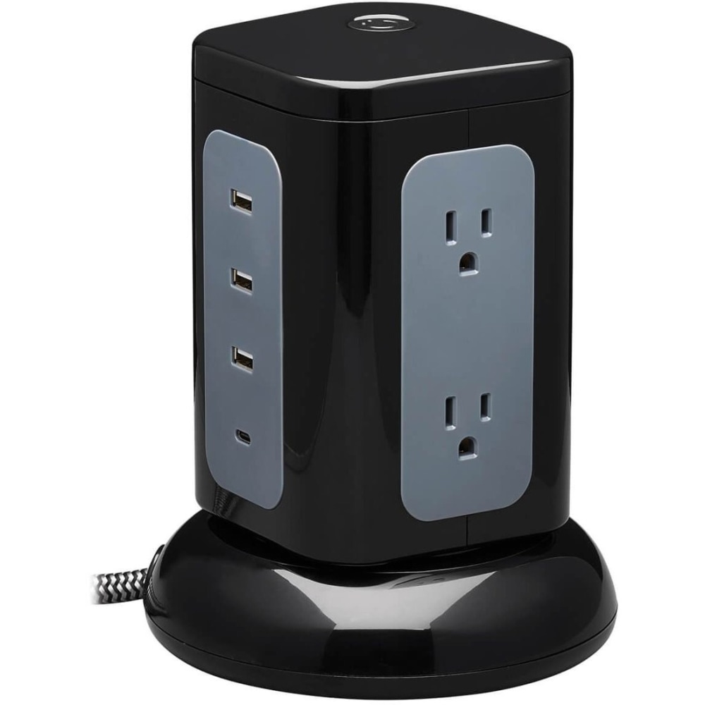 Eaton Tripp Lite Series 6-Outlet Surge Protector Tower, 3x USB-A, 1x USB-C, 8 ft. Cord, 5-15P Plug, 1800 Joules, Black - TLP606UCTOWER MPN:TLP606UCTOWER