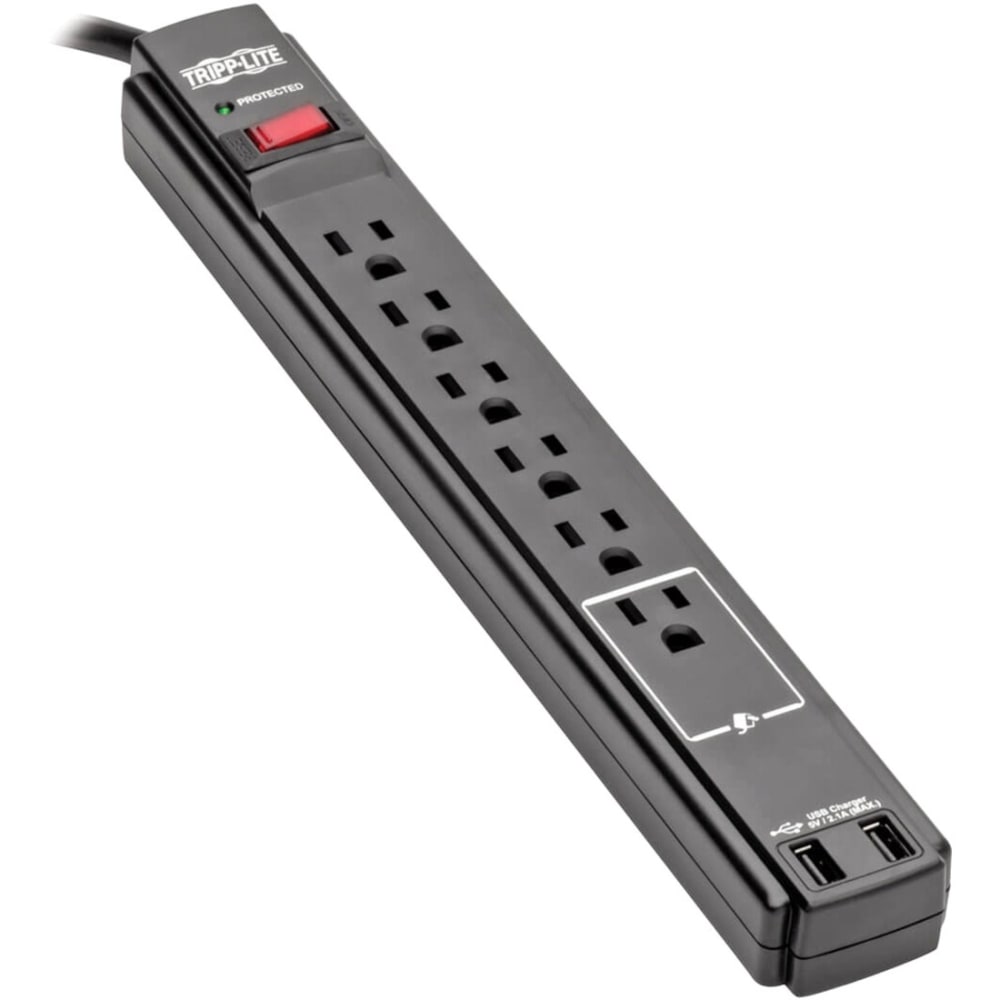 Eaton Tripp Lite Series Protect It! 6-Outlet Surge Protector, 6 ft. Cord, 990 Joules, 2 USB Ports (2.1A), Black Housing - TLP606USBB MPN:TLP606USBB