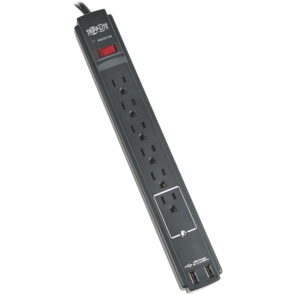 Tripp Lite Surge Protector Power Strip 120V USB 6 Outlet 6ft Cord 990 Joule TAA, TLP606USBBTAA MPN:TLP606USBBTAA