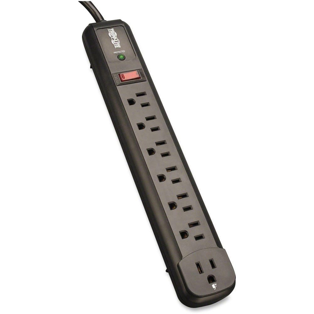 Tripp Lite Protect It! Seven-Outlet Surge Suppressor, Black MPN:TLP74RB