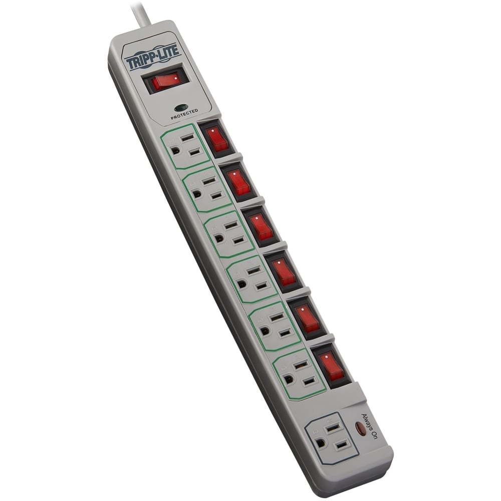 Tripp Lite ECO-SURGE 7-Outlet Surge Suppressor, 6ft, Cool Gray MPN:TLP76MSG