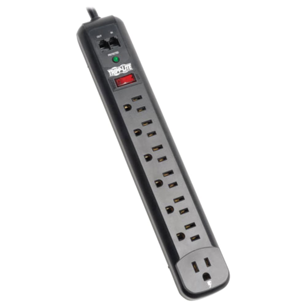 Eaton Tripp Lite Series Surge Protector Power Strip 120V Right Angle 7 Outlet RJ11 Black - Surge protector - TLP76RBTEL MPN:TLP76RBTEL