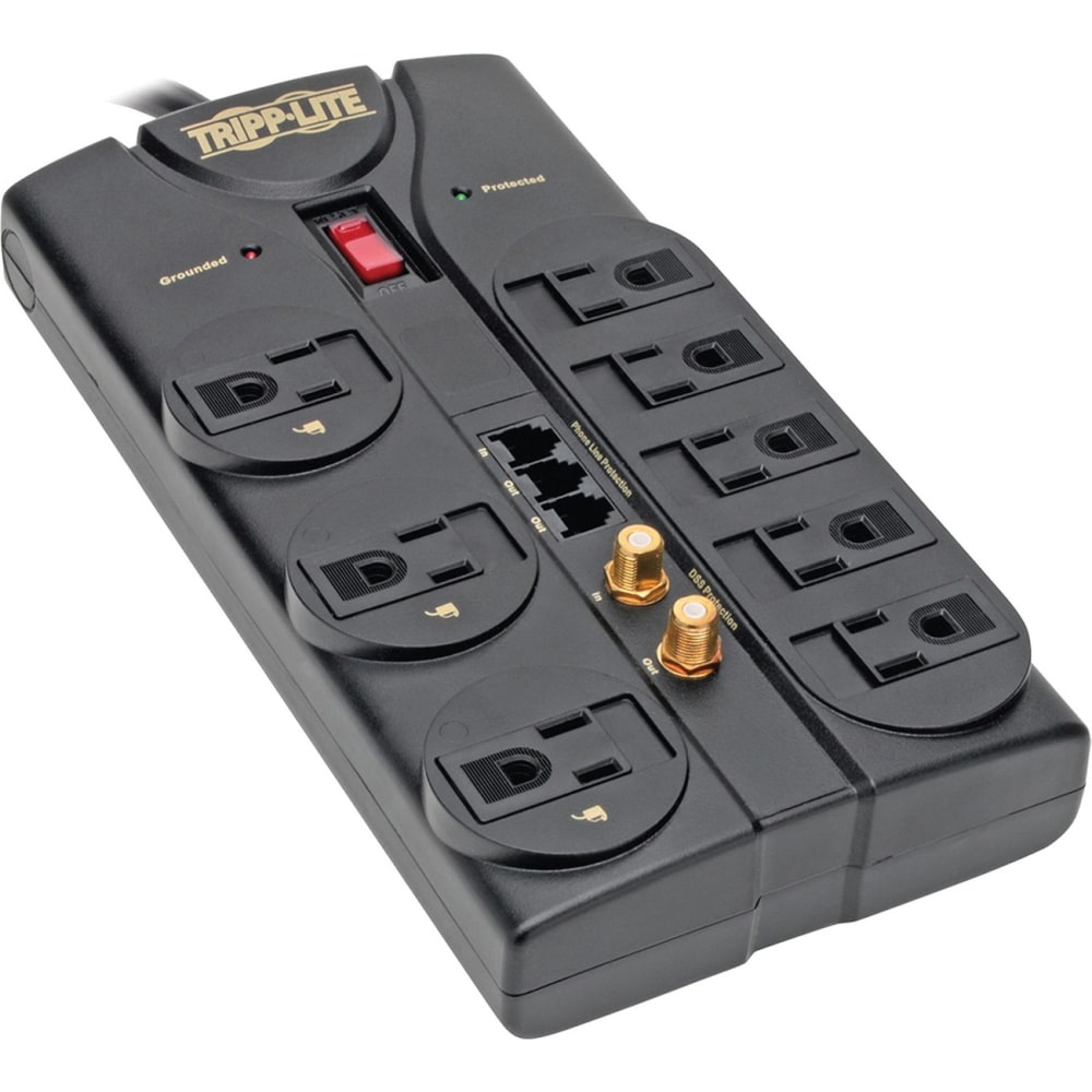 Tripp Lite Protect It! Eight-Outlet Surge Suppressor, Dark Gray MPN:TLP808TELTV