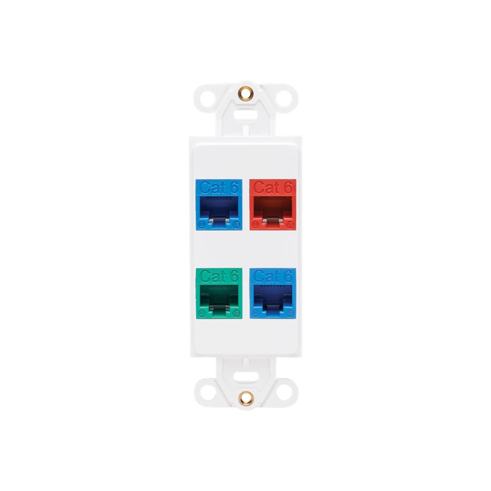 Tripp Lite Center Plate Insert Decora Vertical 4-Port for A/V VoIP Ethernet, N042D004VWH MPN:N042D-004V-WH