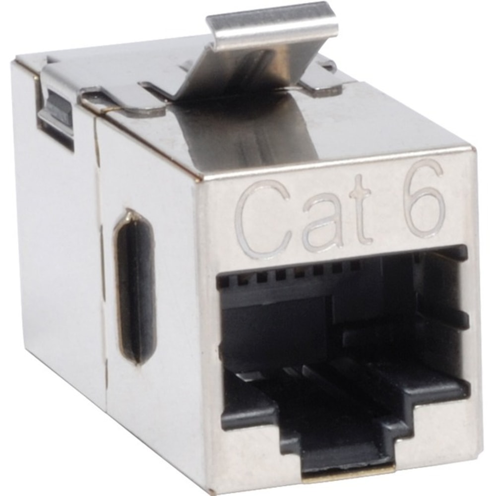 Eaton Tripp Lite Series Cat6 Straight Through Modular Shielded In-line Snap-in Coupler (RJ45 F/F), TAA - Silver - Gold - TAA Compliant MPN:N235-001-SH