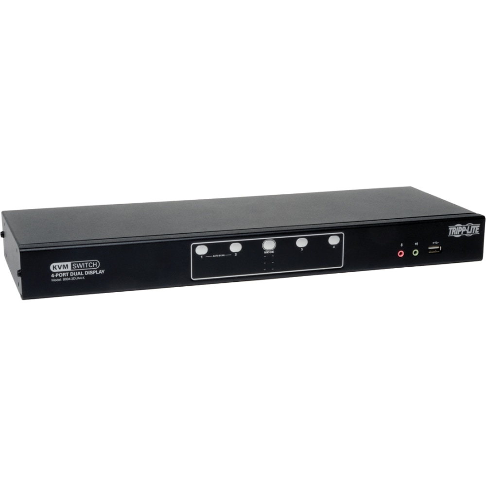 Tripp Lite 4-Port Dual Monitor DVI KVM Switch with Audio and USB 2.0 Hub, Cables included, B0042DUA4K MPN:B004-2DUA4-K