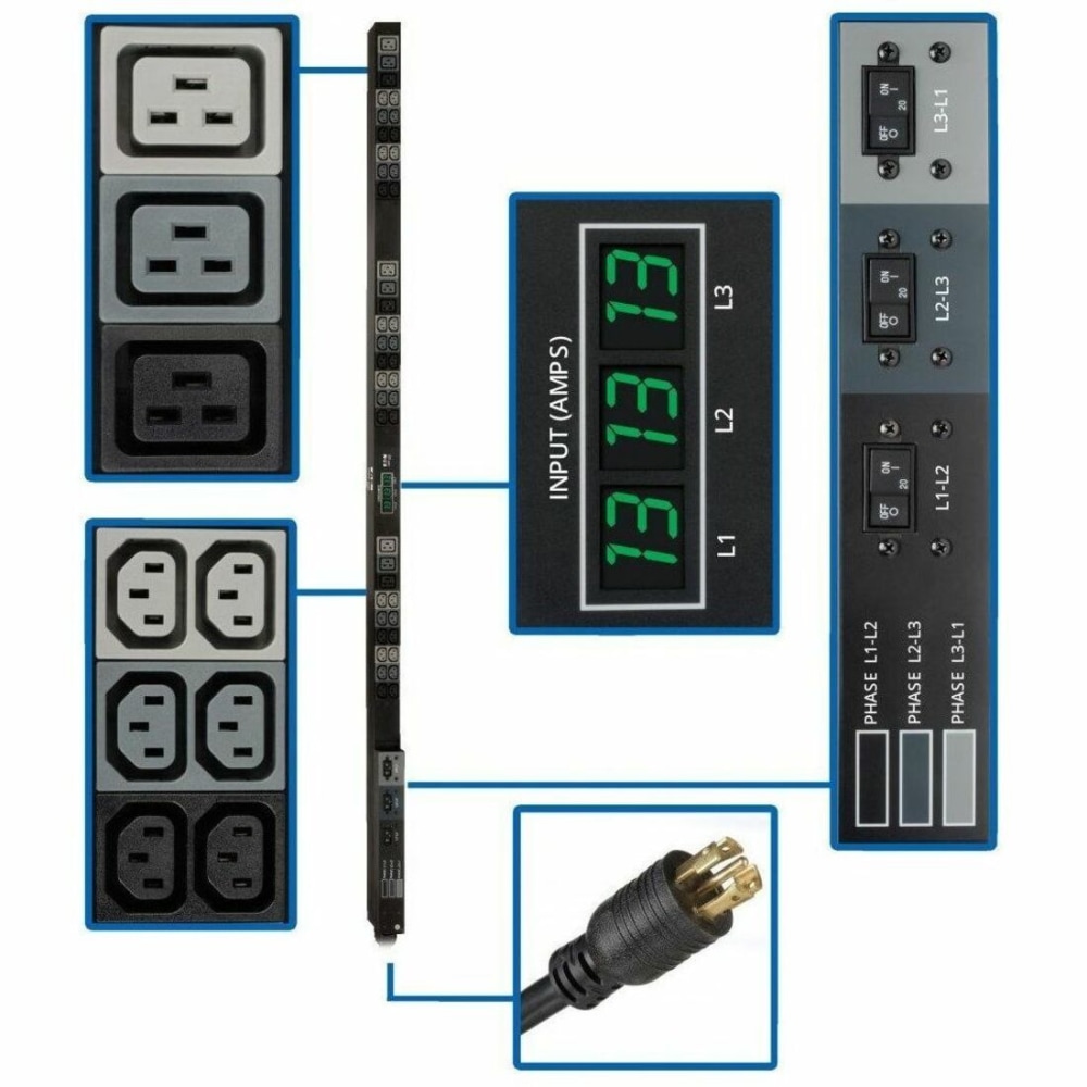 Tripp Lite PDU 3-Phase Metered 208V 8.6kW L21-30P 36 C13; 9 C19 0URM TAA, PDU3MV6L2130A MPN:PDU3MV6L2130A