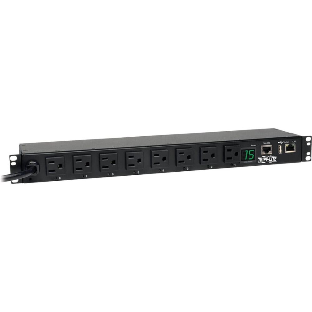 Tripp Lite 1.4kW Single-Phase Switched PDU, LX Platform Interface, 120V Outlets (8 5-15R), NEMA 5-15P, 12 ft. Cord, 1U Rack, TAA - PDUMH15NET2LX MPN:PDUMH15NET2LX