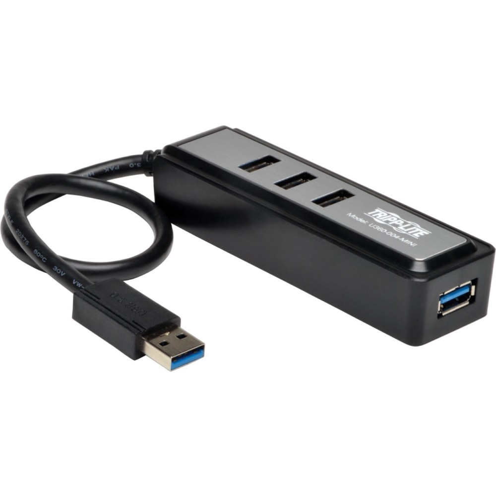 Tripp Lite by Eaton Portable 4-Port USB 3.0 Superspeed Mini Hub w/ Built In Cable - USB - External - 4 USB 3.0 Port(s) with Built In Cable MPN:U360-004-MINI