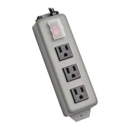 Power Strip, Wall/Floor Mount, 5-15R, 5-15P, 6 ft., Gray MPN:3SP