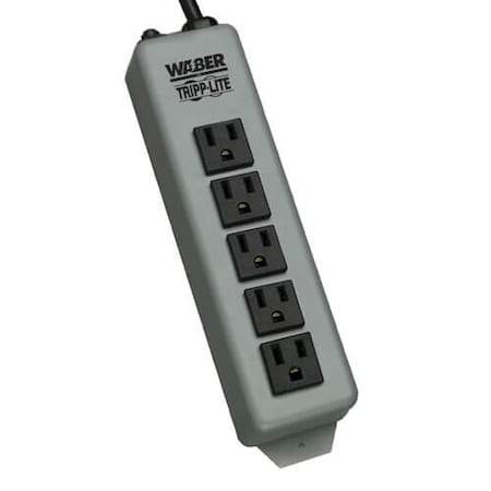 Outlet Strip, Wall/Floor Mount, 5-15R, 5-15P, 15 ft., Gray MPN:602-15
