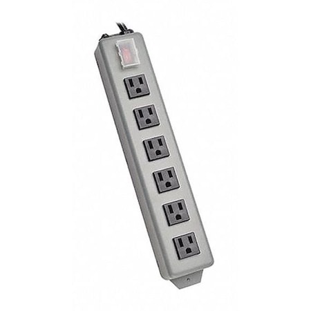 Power Strip, Surge, 5-15R, 5-15P, 6 ft., Gray MPN:6SP