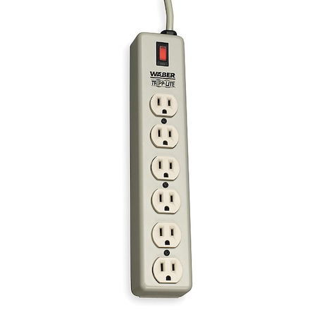 Outlet Strip, Wall/Floor Mount, 6 5-15R, 5-15P, 6 ft., Beige MPN:6SPDX