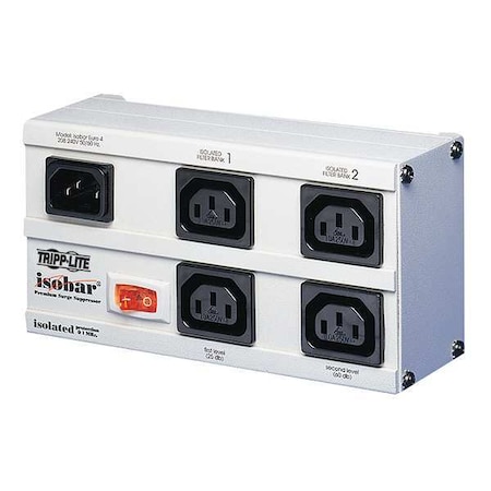 Outlet Strip, Surge, 4 C13, IEC-320-C13, 6 ft., Light Gray MPN:EURO-4