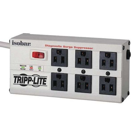 Outlet Strip, Surge, 6 5-15R, 5-15P, 6 ft., Light Gray MPN:ISOBAR 6 ULTRA