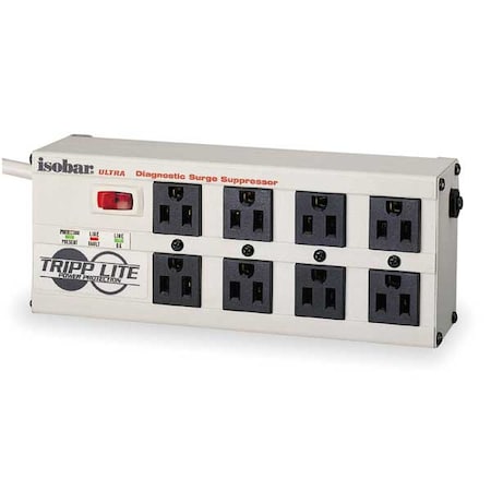 Outlet Strip, Surge, 8 5-15R, 5-15P, 12 ft., Light Gray MPN:ISOBAR 8 ULTRA