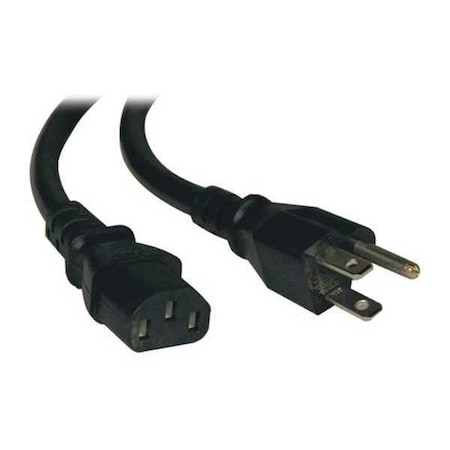 Power Cord, 5-15P to C13, 10A, 18AWG, 1ft MPN:P006-001