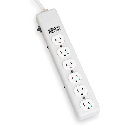 Outlet Strip, Hospital Grade, 6 5-15R-HG, 5-15P-HG, 1.5 ft., White MPN:PS-602-HG
