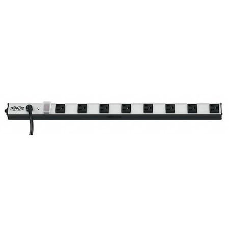 Outlet Strip, Rack Mounted, 8 5-15R, 5-15P, 15 ft., Black/Silver MPN:PS2408