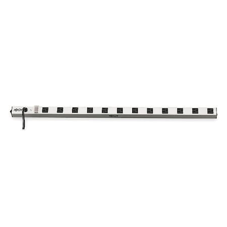 Outlet Strip, Rack Mounted, 12 5-15R, 5-15P, 15 ft., Black/Silver MPN:PS3612