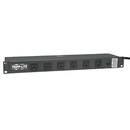 Power Strip, Hospital Grade, Right Angled, 5-15R, 5-15P, 15 ft., Black MPN:RS1215-RA