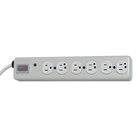 Outlet Strip, Surge, Hospital Grade, 6 5-15R-HG, 5-15P-HG, 15 ft., White MPN:SPS-615-HG