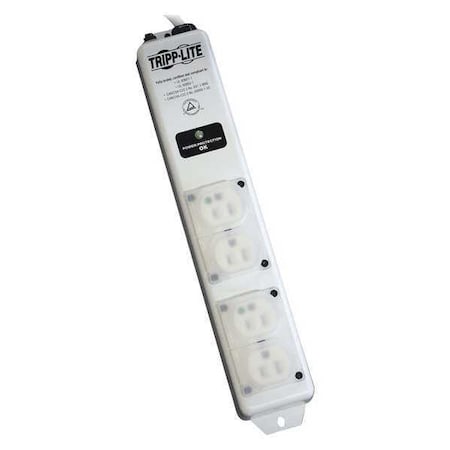 Outlet Strip, Surge, Hospital Grade, 4 5-15R-HG, 5-15P-HG, 6 ft., White MPN:SPS406HGULTRA